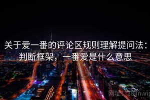 关于爱一番的评论区规则理解提问法：判断框架，一番爱是什么意思