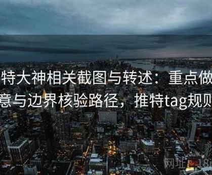 推特大神相关截图与转述：重点做同意与边界核验路径，推特tag规则