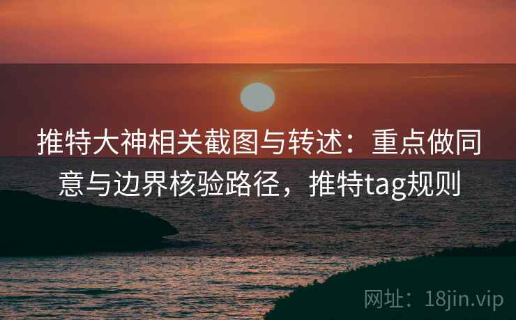 推特大神相关截图与转述：重点做同意与边界核验路径，推特tag规则